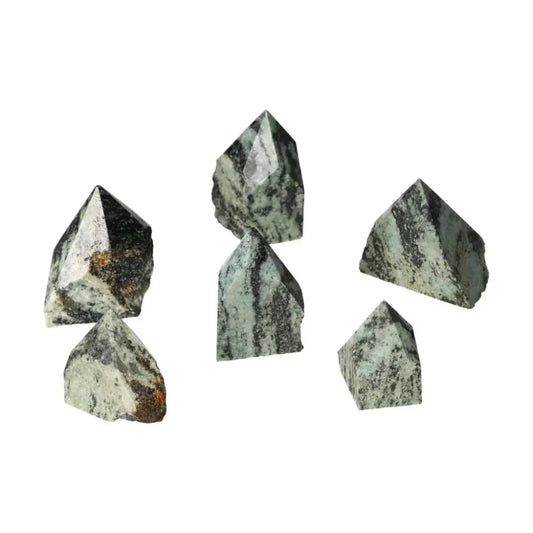 Set of Polished Point Snake Jasper, showcasing unique patterns and grounding properties.