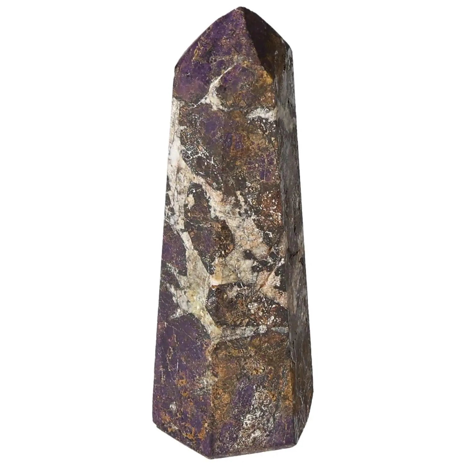 Polished Purpurite Obelisk from Sylvia Crystals showcasing luxurious purple hues and modern design.