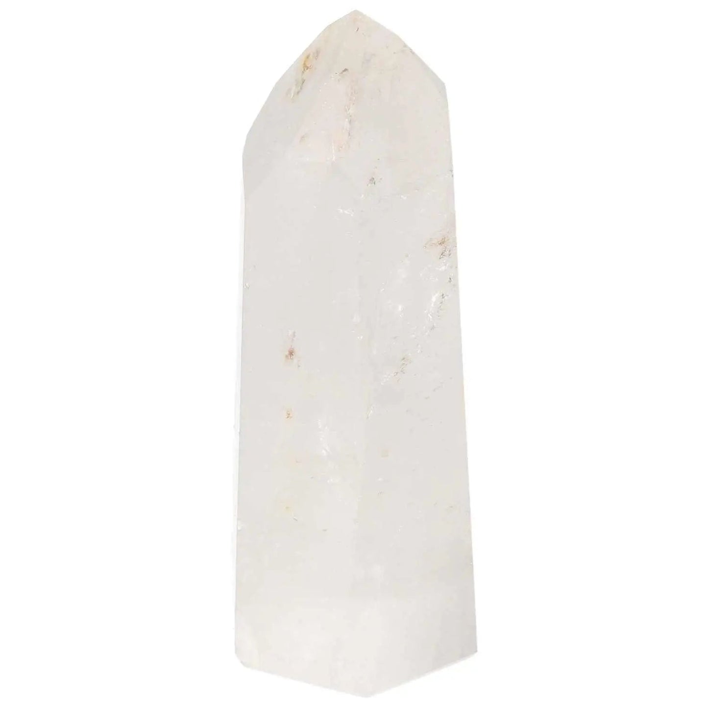 Elegant polished quartz obelisk for spiritual elevation and decorative sophistication from Sylvia Crystals.