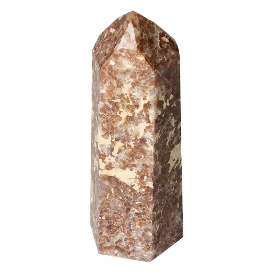 Polished Quartz With Calcite Obelisk for spiritual growth and elegance from Sylvia Crystals.