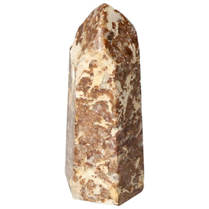 Polished Quartz with Calcite Obelisk from Sylvia Crystals, showcasing luxurious and spiritual design
