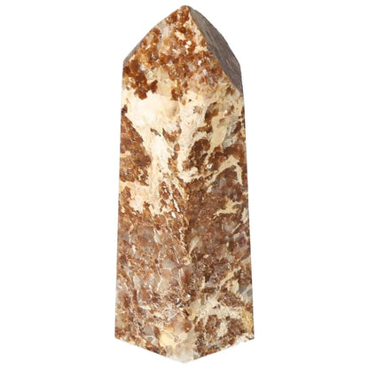 Polished Quartz With Calcite Obelisk from Sylvia Crystals, featuring unique patterns and luxury design for spiritual ambiance.