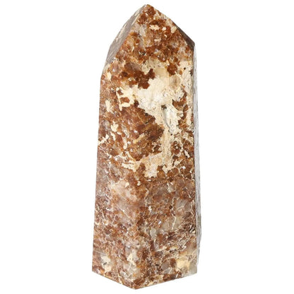 Polished Quartz With Calcite Obelisk from Sylvia Crystals, featuring elegant blend of quartz and calcite. Luxury and spirituality.