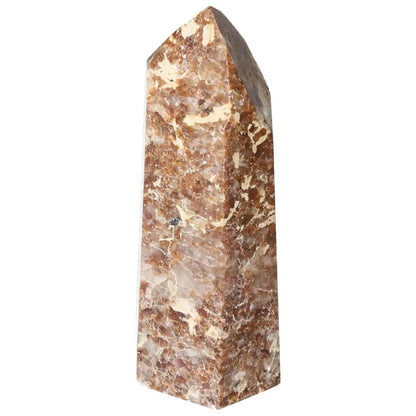 Polished Quartz With Calcite Obelisk displaying natural hues, perfect for luxury décor and spiritual spaces.