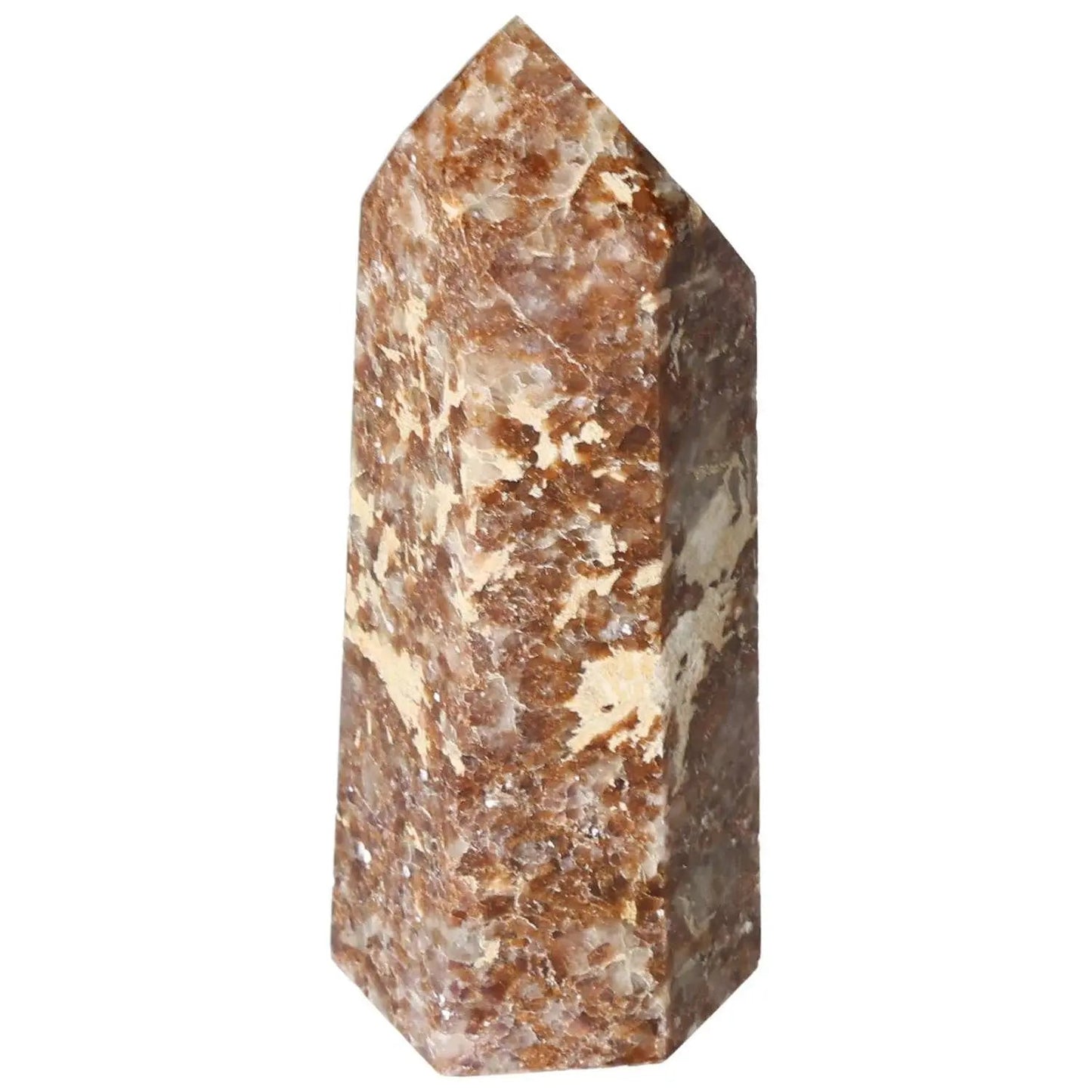 Polished Quartz with Calcite Obelisk - Elegant spiritual crystal from Sylvia Crystals blending quartz strength and calcite's nurturing energy.