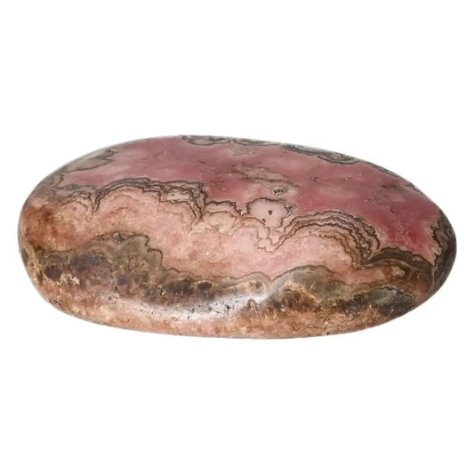 Polished Rhodochrosite gemstone showcasing pink hues and unique banding, ideal for emotional healing and positivity.