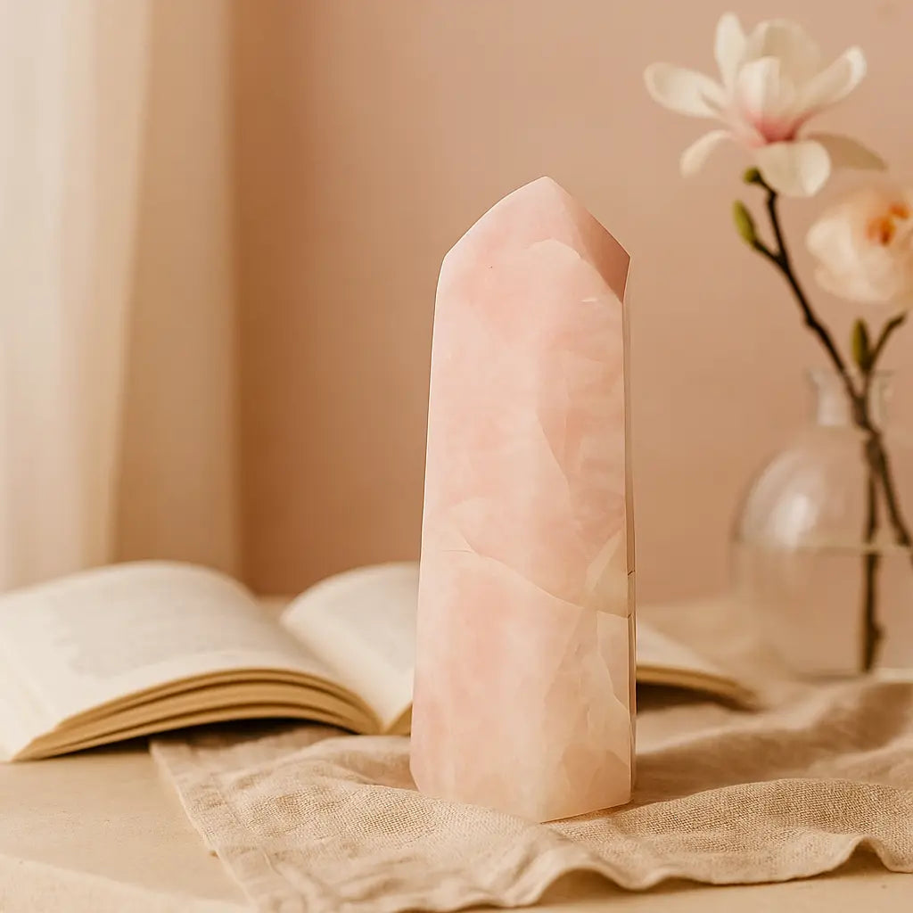 Polished Rose Quartz Obelisk Sylvia Crystals Sp. z o.o.
