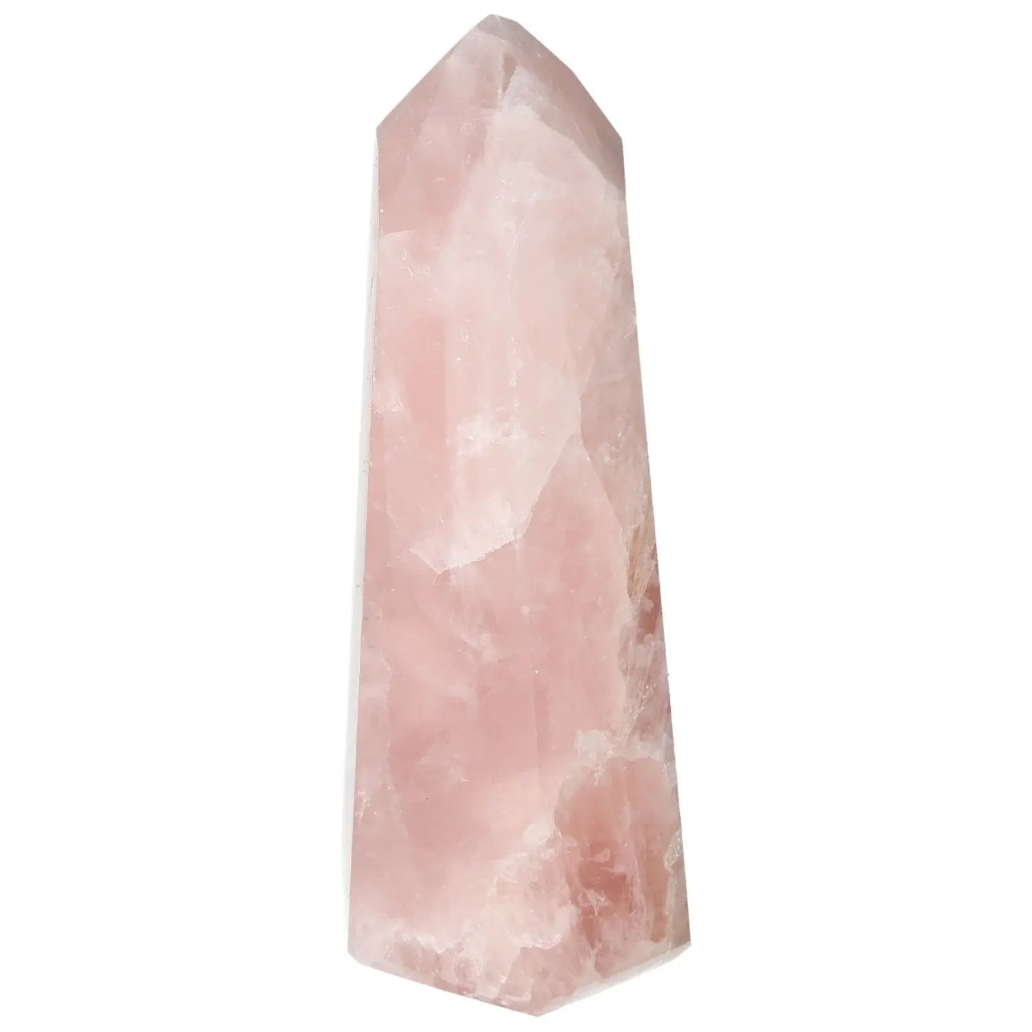 Polished Rose Quartz Obelisk from Sylvia Crystals, symbolizing elegance and spiritual depth, ideal for home decor and spiritual growth.