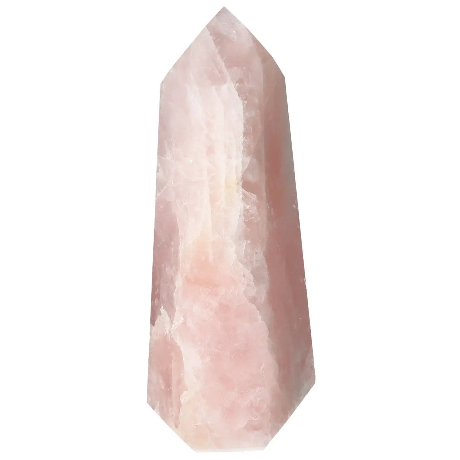 Polished Rose Quartz Obelisk by Sylvia Crystals, showcasing natural beauty and spiritual depth in elegant stone craftsmanship.