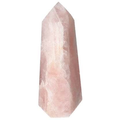 Polished Rose Quartz Obelisk by Sylvia Crystals, showcasing natural beauty and spiritual depth in elegant stone craftsmanship.