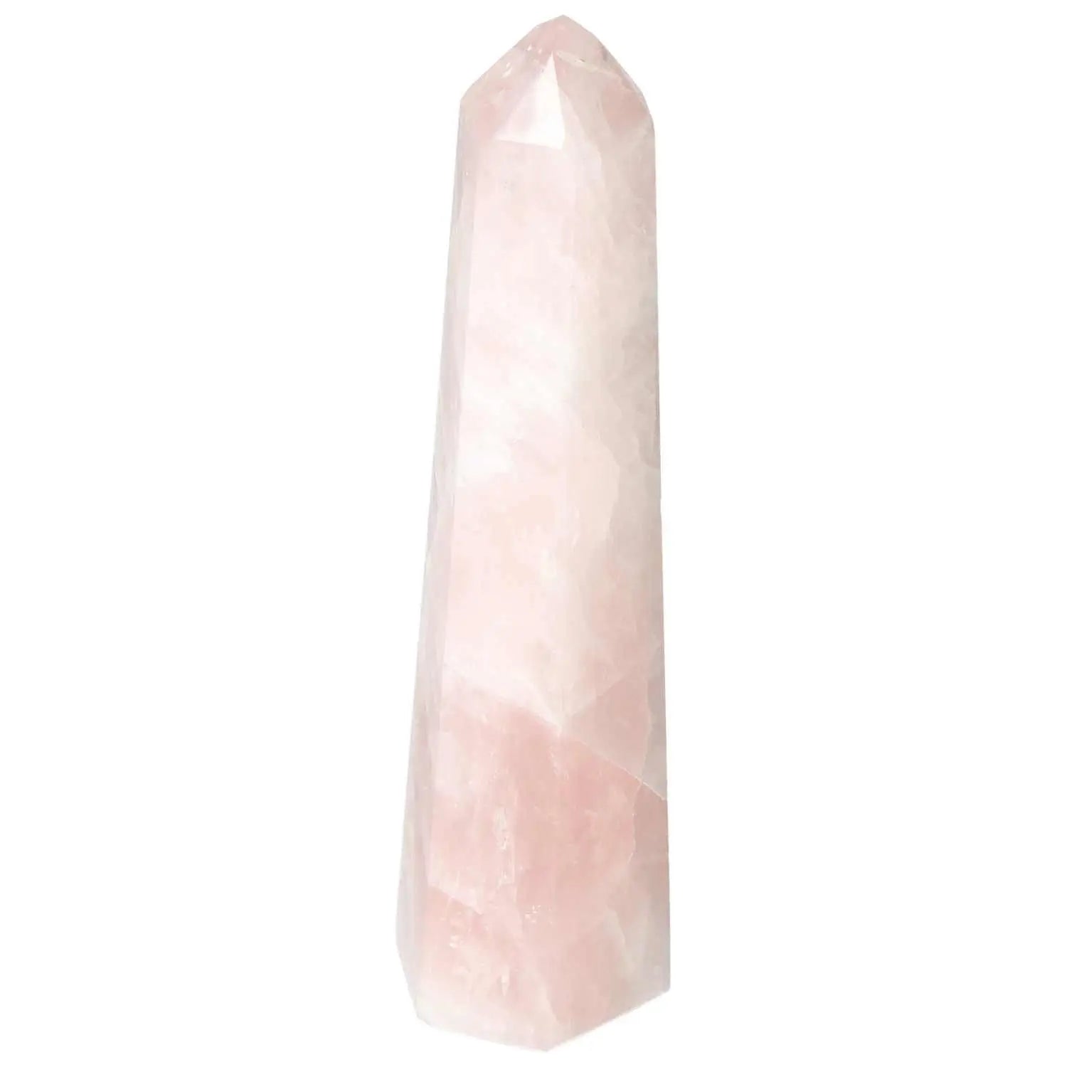 Polished Rose Quartz Obelisk from Sylvia Crystals, showcasing exquisite craftsmanship and spiritual elegance in a smooth, luxurious finish.