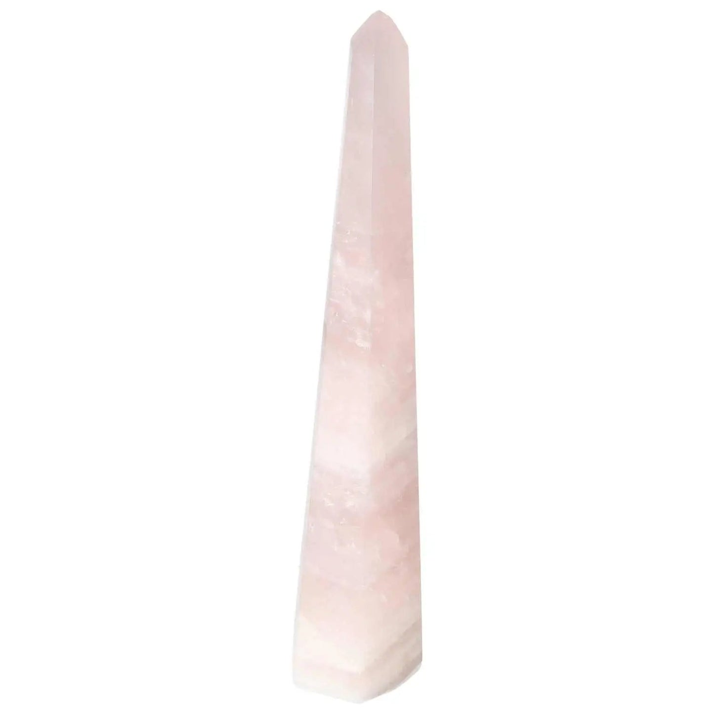 Polished Rose Quartz Obelisk from Sylvia Crystals, a luxurious symbol of spiritual elegance and harmony, handcrafted with precision.