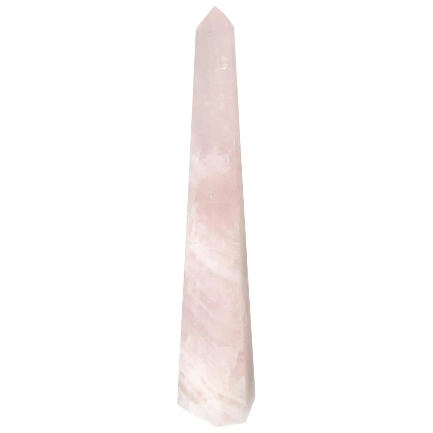 Polished rose quartz obelisk from Sylvia Crystals, reflecting luxury and spiritual elegance in a premium handcrafted design.