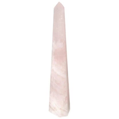 Polished rose quartz obelisk from Sylvia Crystals, reflecting luxury and spiritual elegance in a premium handcrafted design.