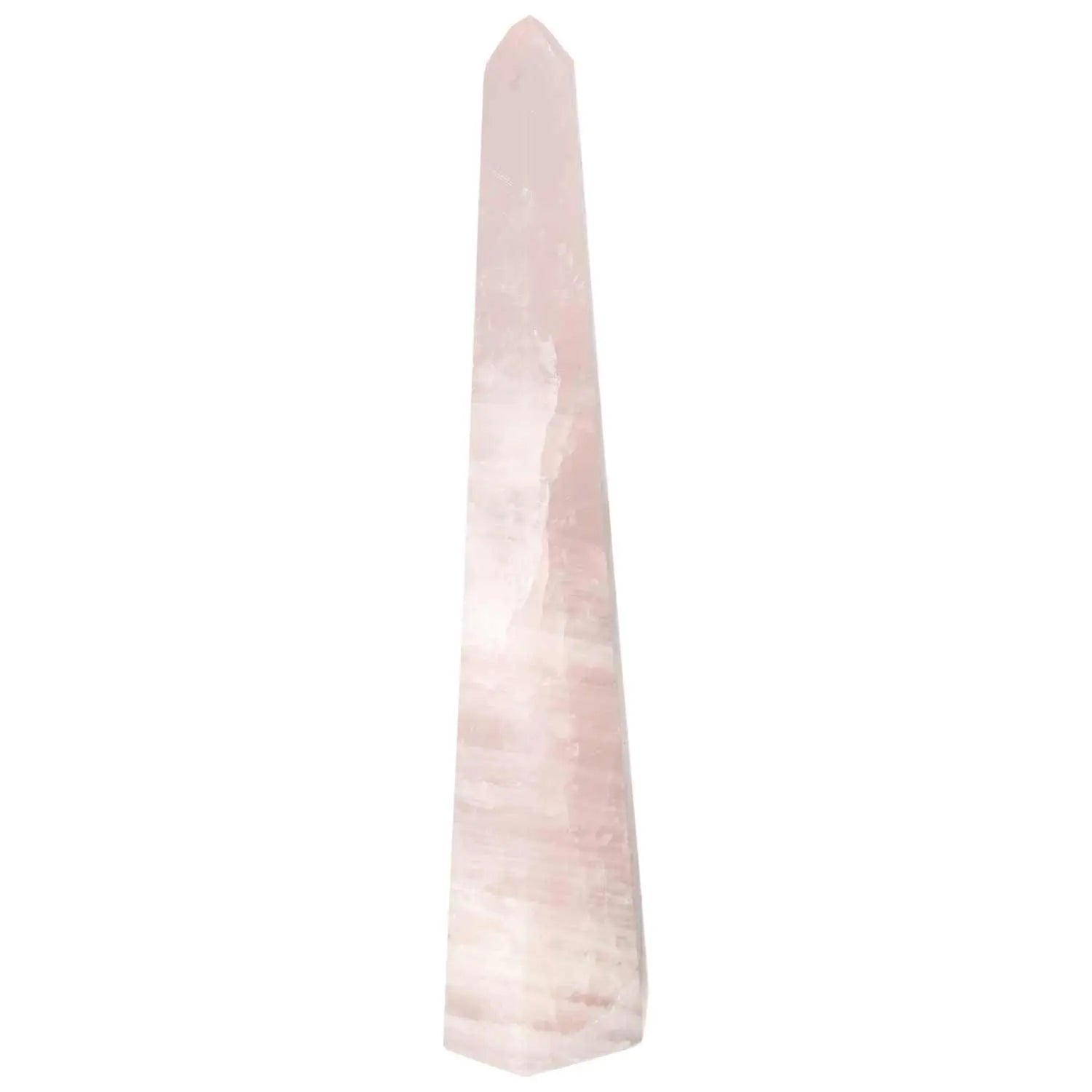 Polished Rose Quartz Obelisk from Sylvia Crystals showcasing luxury and spiritual elegance in pink hue.