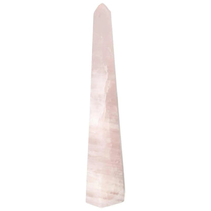 Polished Rose Quartz Obelisk from Sylvia Crystals showcasing luxury and spiritual elegance in pink hue.
