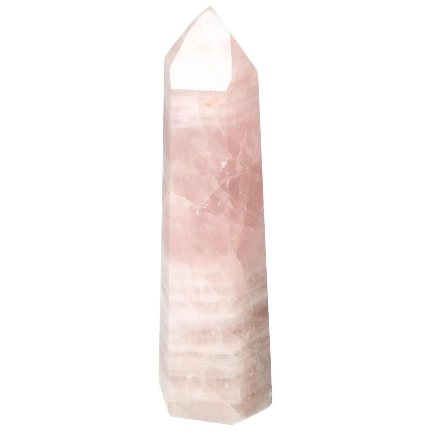 Polished Rose Quartz Obelisk from Sylvia Crystals, featuring a soft blush hue for elegant, conscious living.