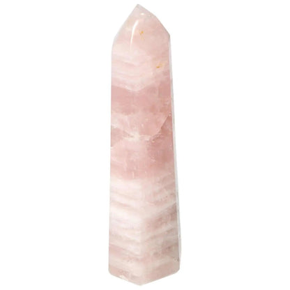 Polished Rose Quartz Obelisk from Sylvia Crystals with soft blush hue, ideal for elegant decor and conscious living