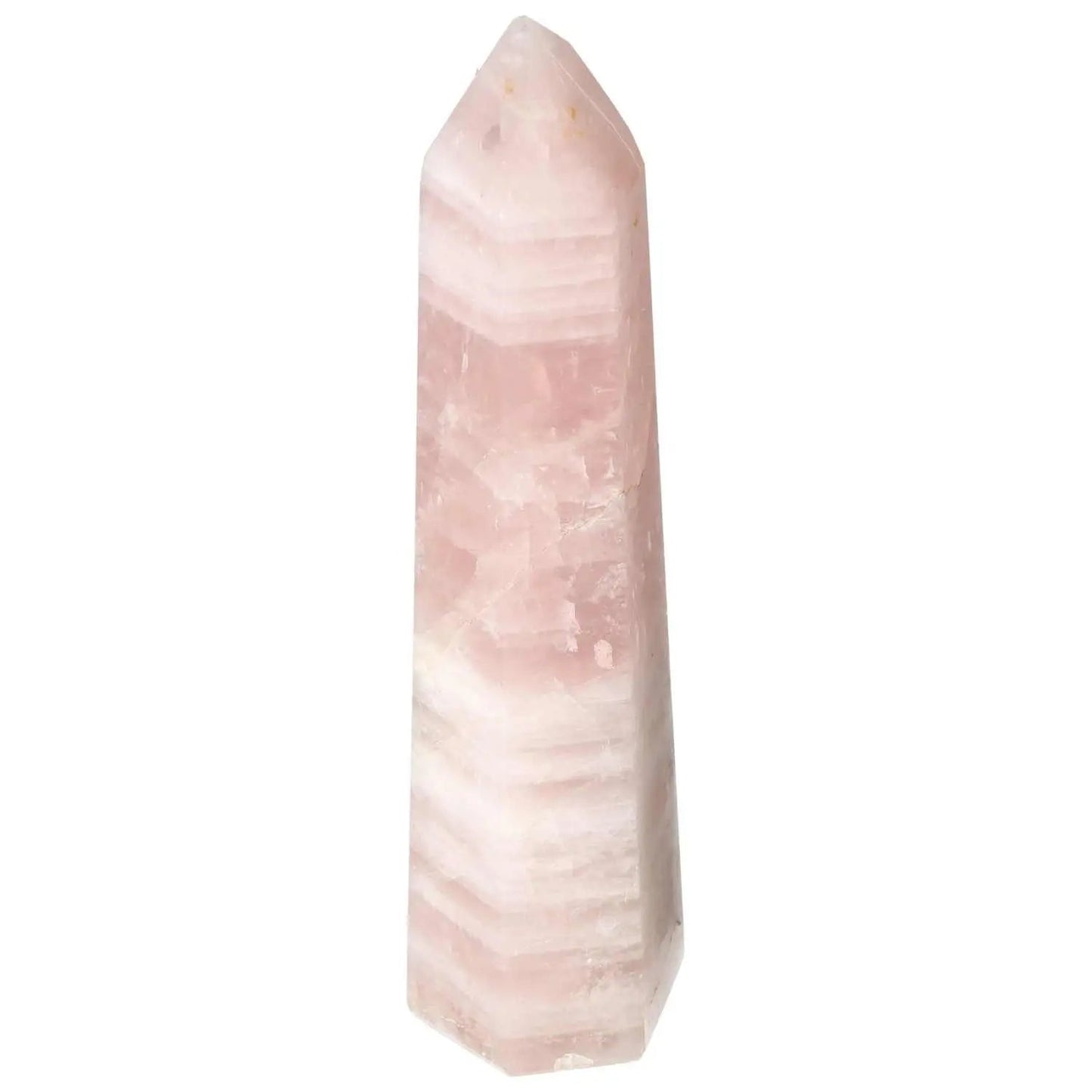 Polished Rose Quartz Obelisk, premium crystal with soft blush hue by Sylvia Crystals, ideal for elegant decor and conscious living.