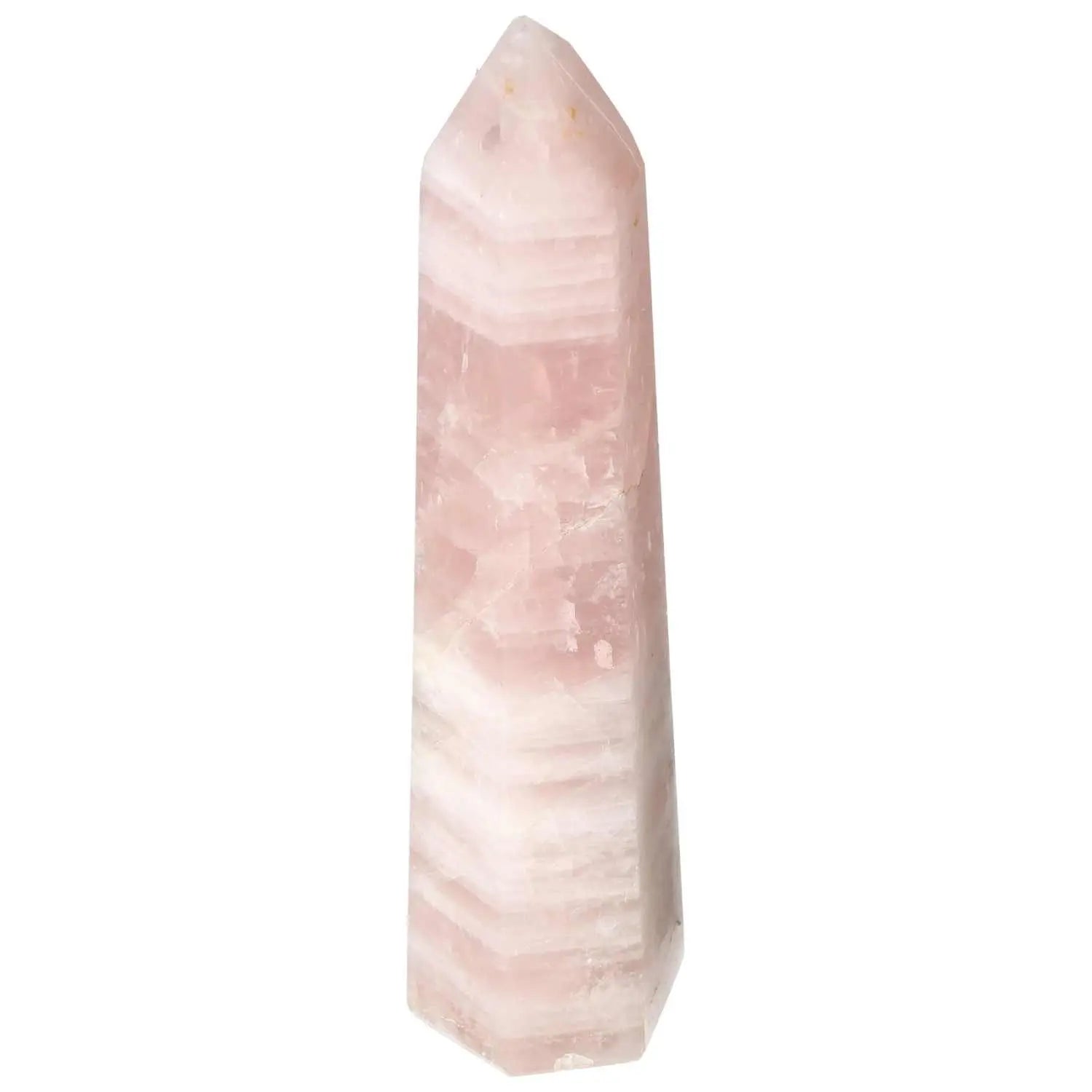 Polished Rose Quartz Obelisk, premium crystal with soft blush hue by Sylvia Crystals, ideal for elegant decor and conscious living.