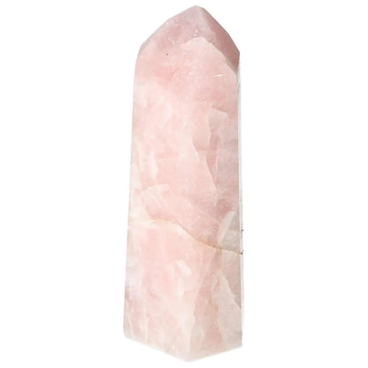 Polished Rose Quartz Obelisk from Sylvia Crystals, epitome of luxury and spirituality, perfect for enhancing any space.