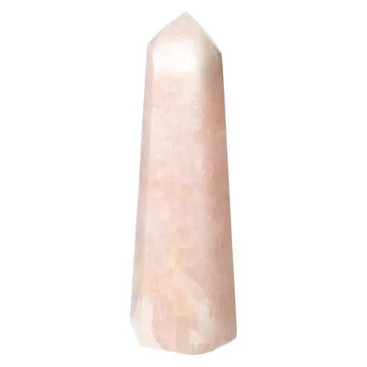 Polished Rose Quartz Obelisk from Sylvia Crystals showcasing premium handpicked pink quartz with elegant craftsmanship.