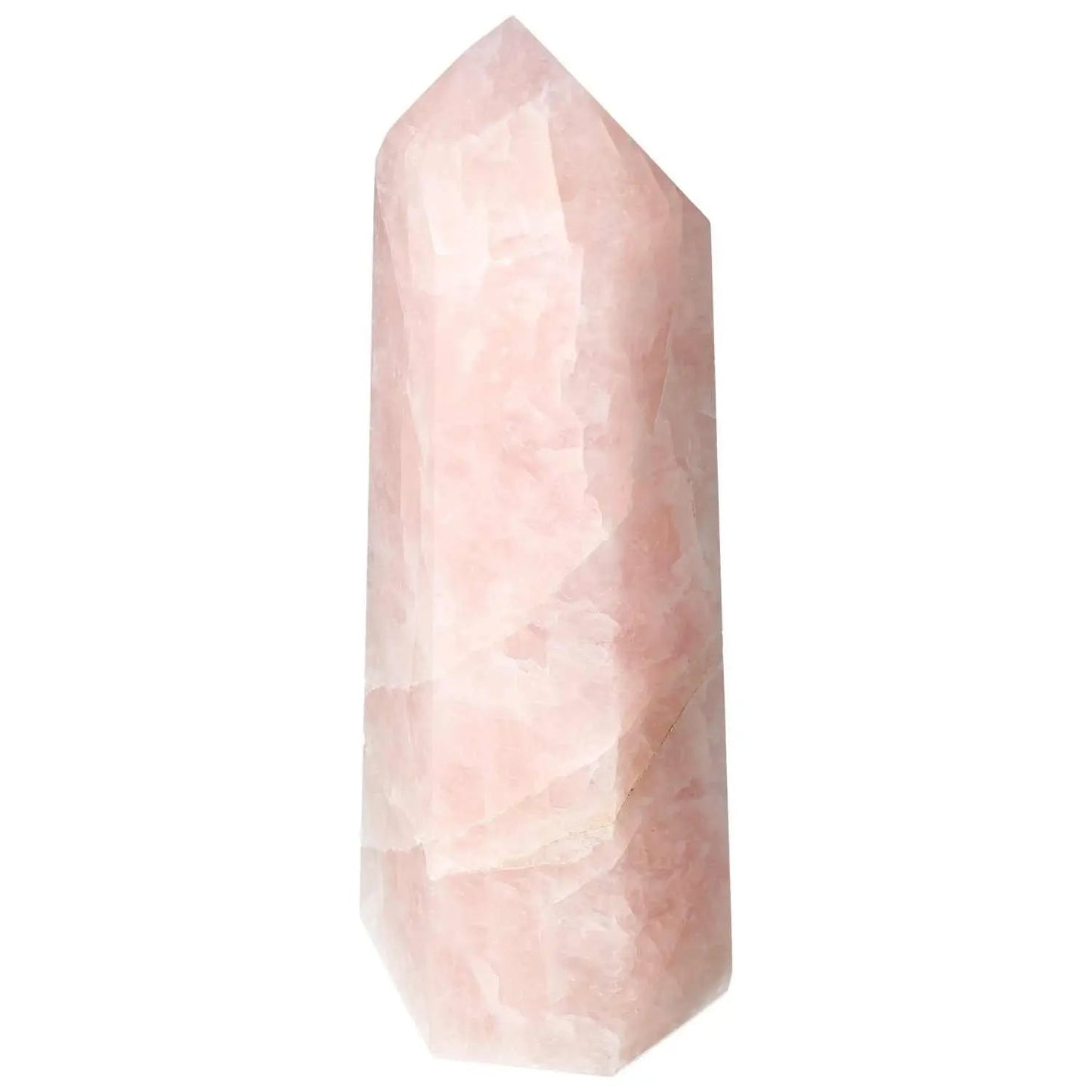 Polished Rose Quartz Obelisk by Sylvia Crystals, showcasing luxury and spiritual elegance. Ideal centerpiece with calming pink hues.
