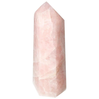 Polished Rose Quartz Obelisk by Sylvia Crystals, showcasing luxury and spiritual elegance. Ideal centerpiece with calming pink hues.