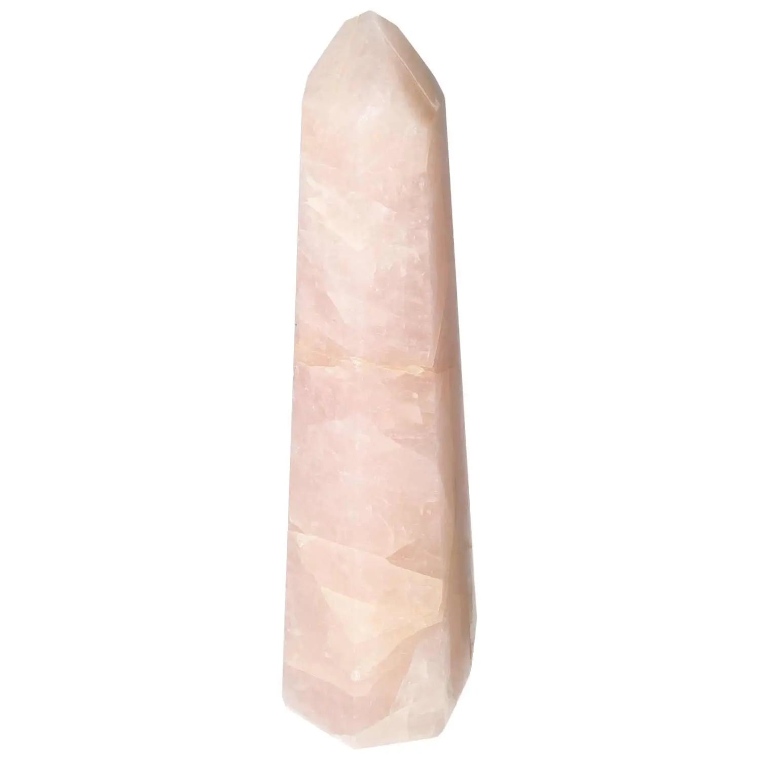 Polished Rose Quartz Obelisk by Sylvia Crystals, showcasing premium pink quartz craftsmanship and elegance.