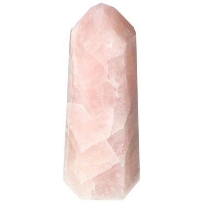 Polished Rose Quartz Obelisk from Sylvia Crystals, premium pink gemstone centerpiece for elegance and calming energy.