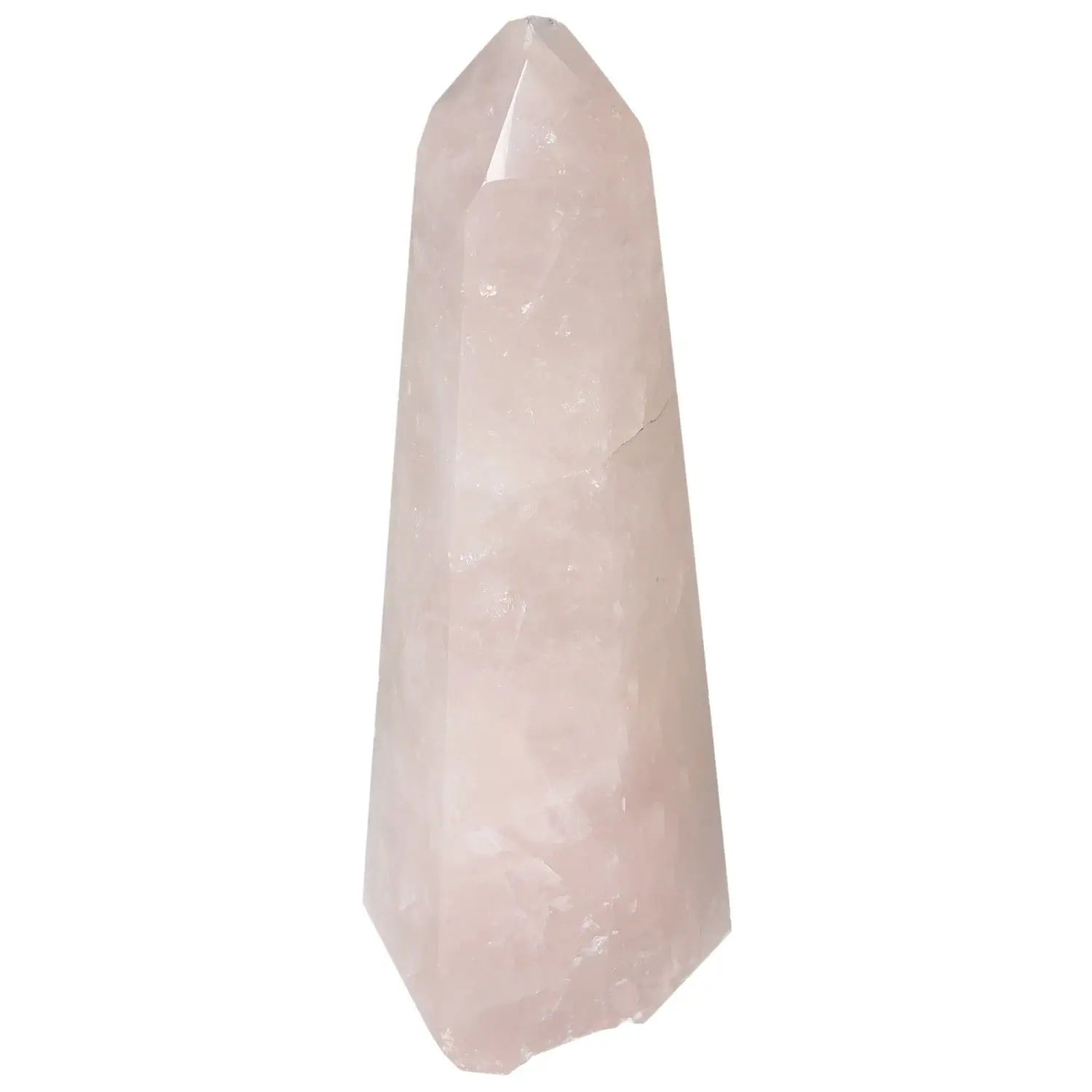 Polished Rose Quartz Obelisk by Sylvia Crystals, showcasing natural beauty and luxury, perfect for spiritual well-being and decor.