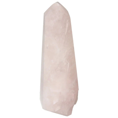 Polished Rose Quartz Obelisk by Sylvia Crystals, blending natural beauty with luxury for spiritual well-being and elegant decor.