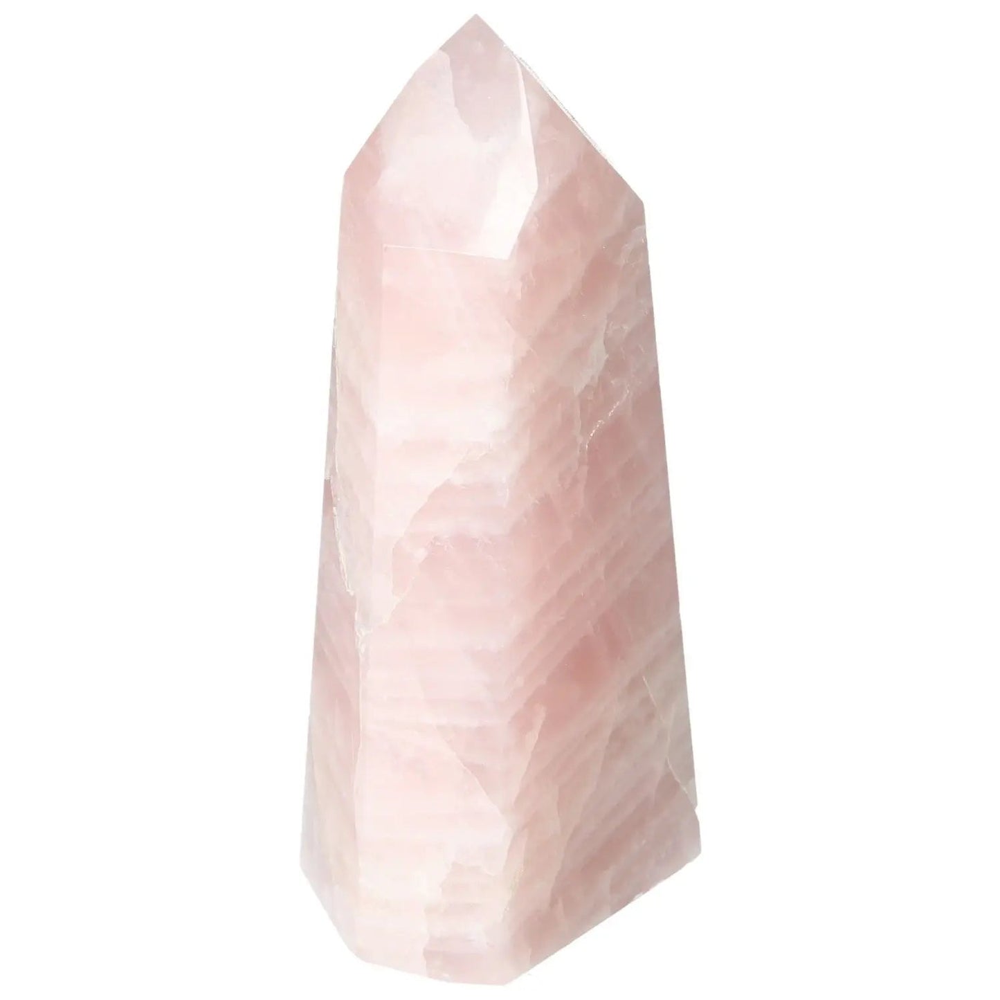 Polished Rose Quartz Obelisk by Sylvia Crystals showcasing elegant, timeless beauty and spiritual depth in pink quartz.