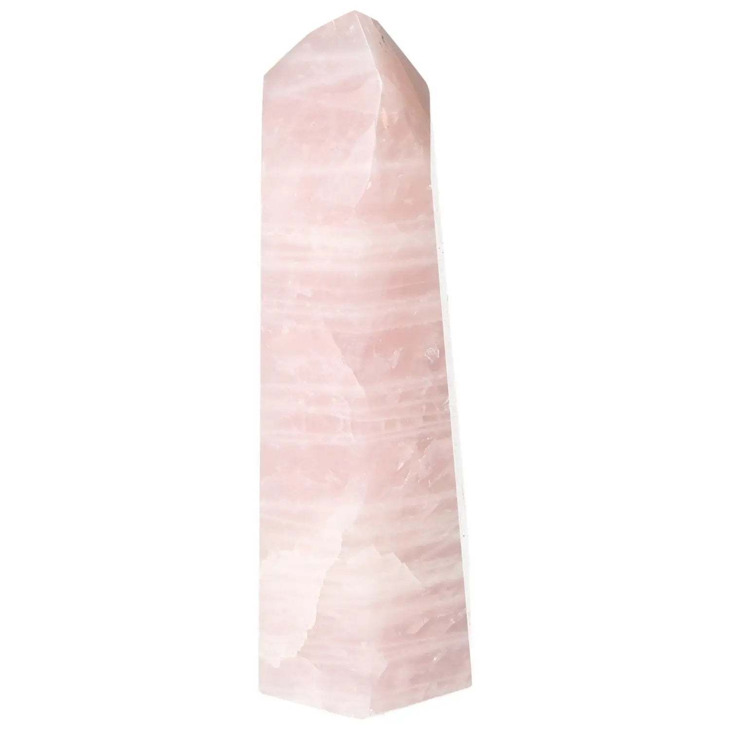 Polished Rose Quartz Obelisk by Sylvia Crystals, featuring elegant design and natural harmonious energy, exemplifying luxury and spirituality