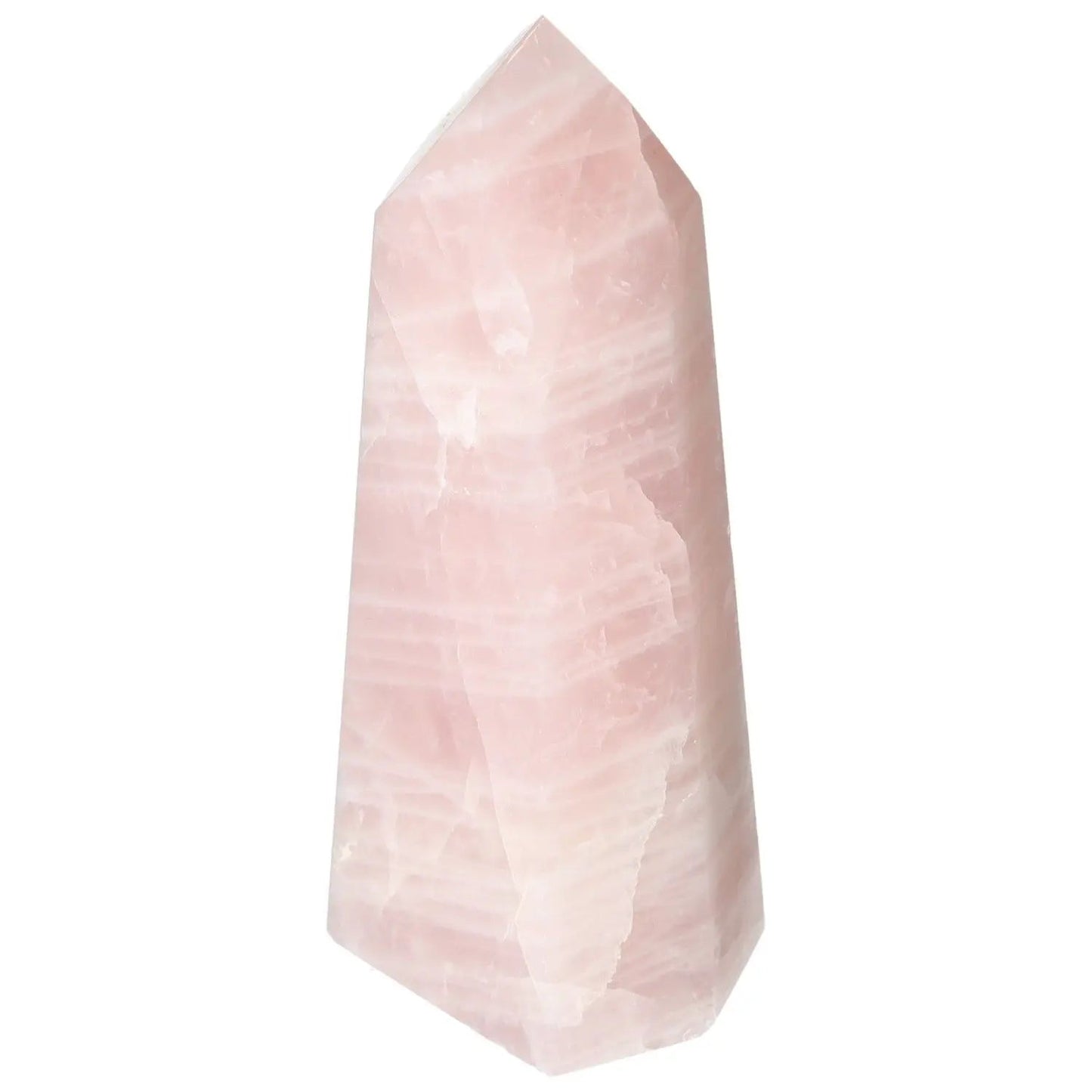 Premium Polished Rose Quartz Obelisk by Sylvia Crystals, showcasing elegant design and harmonious energy.
