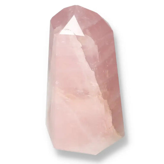 Pink Rose Quartz Obelisk from Sylvia Crystals, enhancing love and healing with elegant design.