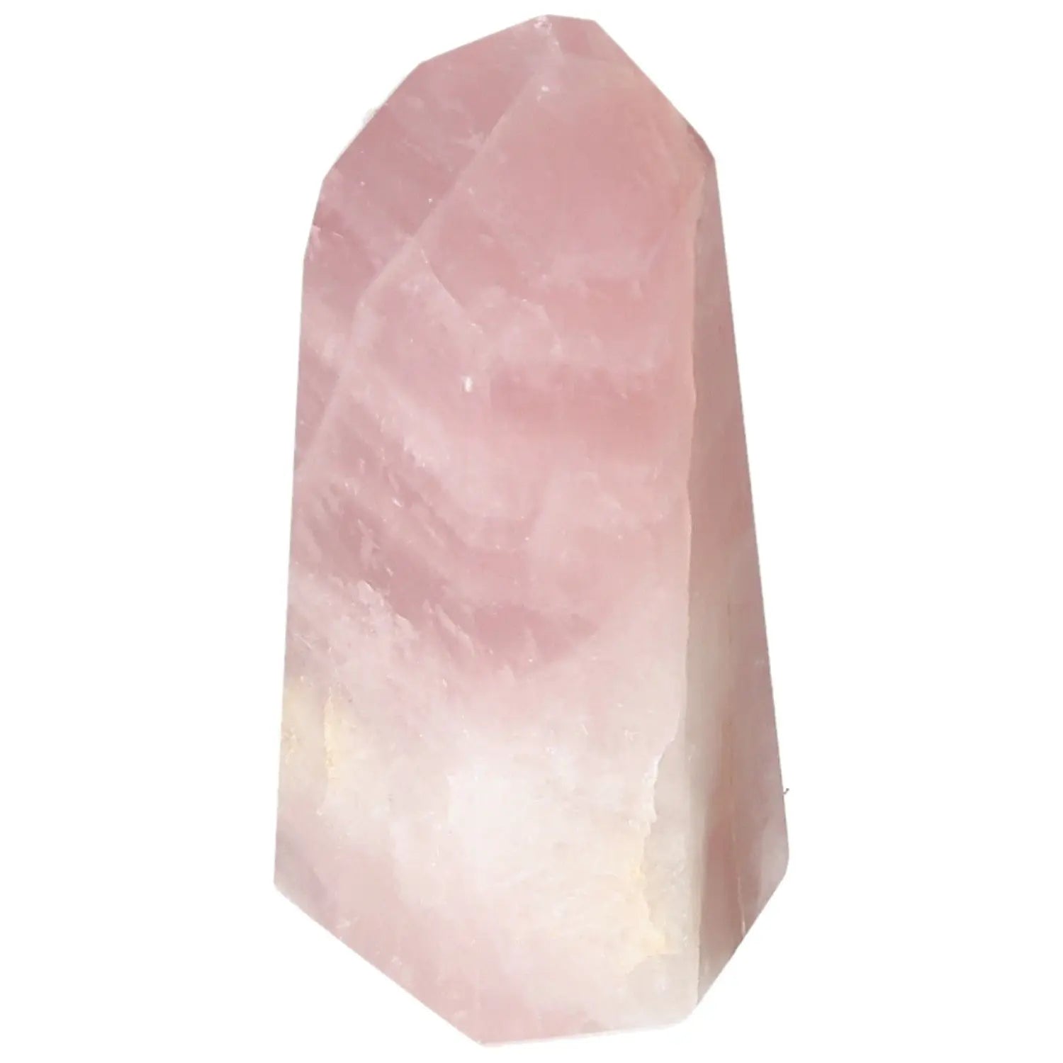 Polished Rose Quartz Obelisk by Sylvia Crystals with a soft pink hue, symbolizing elegance and emotional healing. Premium quality.
