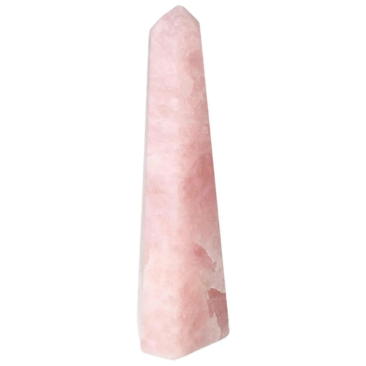 Polished Rose Quartz Obelisk, a luxury Sylvia Crystals piece symbolizing harmony and peace.