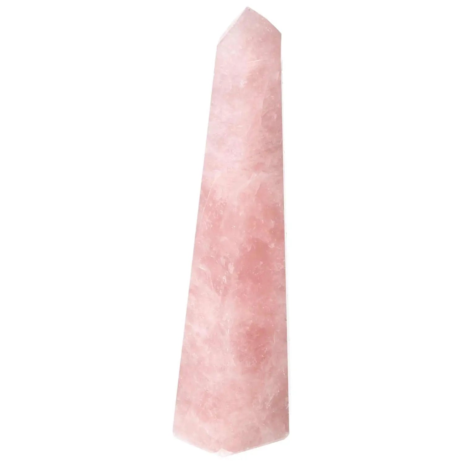 Elegant polished rose quartz obelisk for luxury decor and inner peace from Sylvia Crystals.