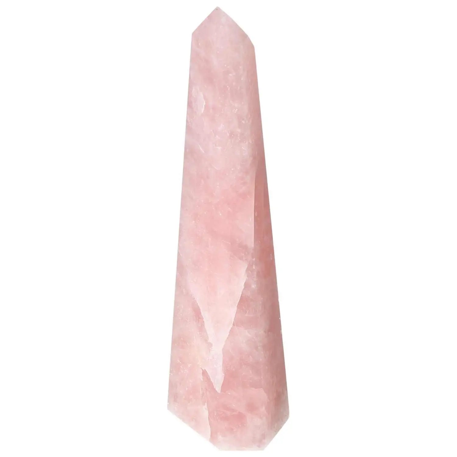 Polished Rose Quartz Obelisk by Sylvia Crystals, pink crystal for luxury and inner peace, symbol of harmony and natural beauty.