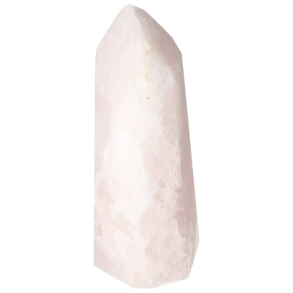 Polished Rose Quartz Obelisk from Sylvia Crystals, featuring a gentle pink hue and powerful energy properties for luxury and spirituality.