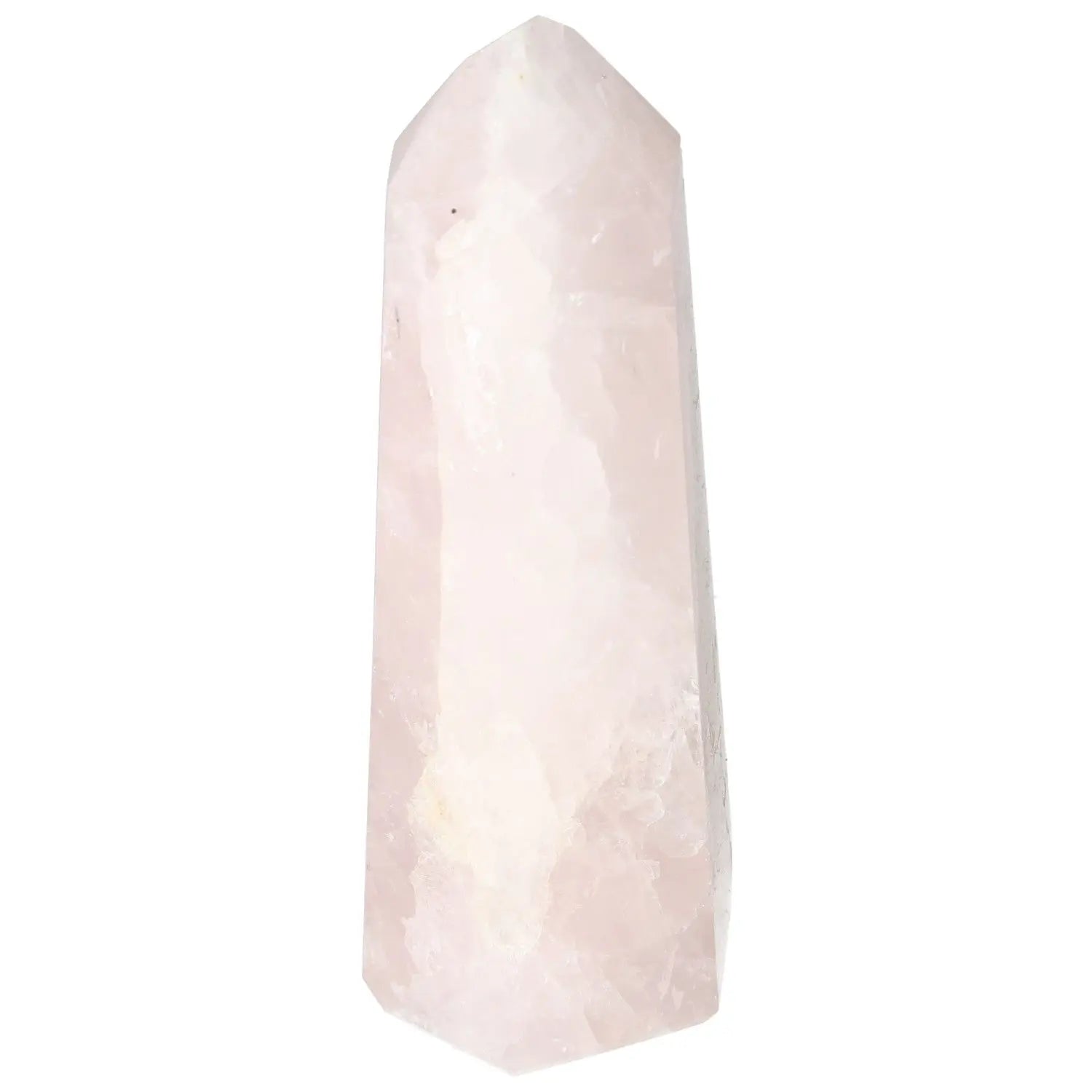 Polished Rose Quartz Obelisk with Soft Pink Hue - Sylvia Crystals