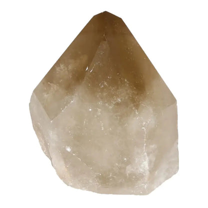 Polished smoky quartz point crystal, offering grounding and emotional balance for spiritual well-being, from Sylvia Crystals