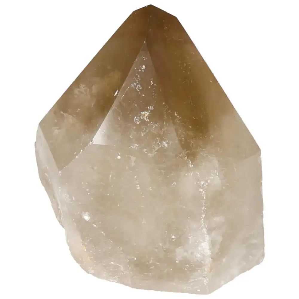Polished smoky quartz point crystal, offering grounding and protective properties from Sylvia Crystals, a symbol of luxury and spiritual depth.
