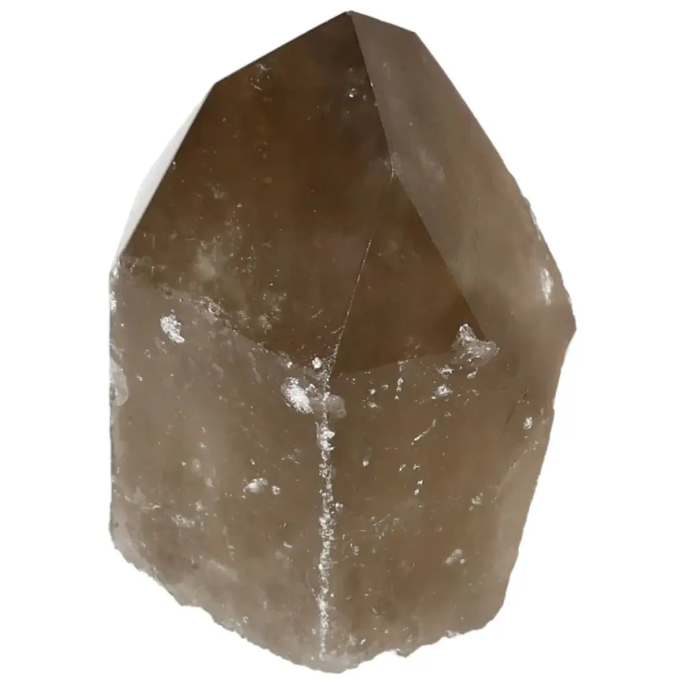 Polished Smoky Quartz Point from Sylvia Crystals, a handpicked luxury crystal for grounding and protection, absorbs negativity.