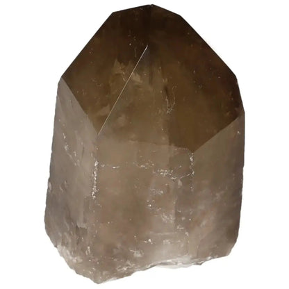 Polished Smoky Quartz Point crystal by Sylvia Crystals showcasing grounding and protective energy for spiritual practice and décor.