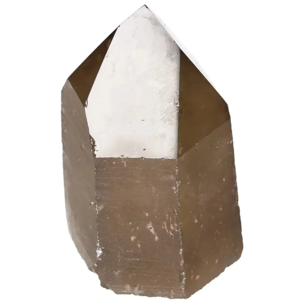 Polished Smoky Quartz Point crystal offering grounding energy and luxury, ideal for spiritual practice or home décor by Sylvia Crystals.