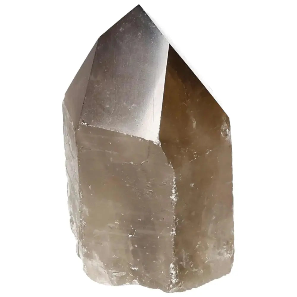 Polished Smoky Quartz Point from Sylvia Crystals, known for its grounding properties and elegance.