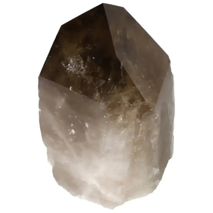 Polished Smoky Quartz Point crystal tower from Sylvia Crystals, symbolizing elegance and balance, ideal for energy and aesthetic appeal.