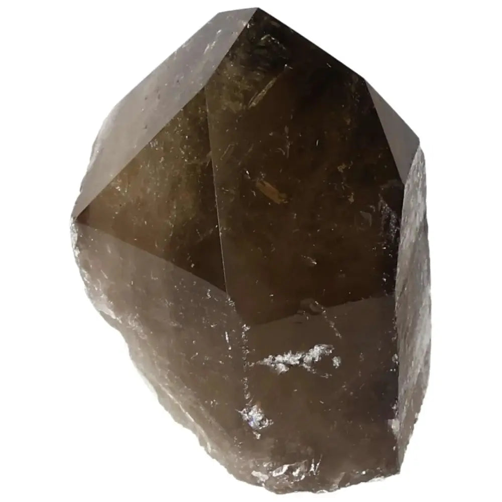 Polished Smoky Quartz Point crystal by Sylvia Crystals, showcasing a luxurious finish for emotional balance and negative energy protection.